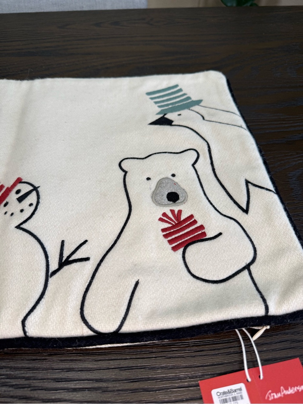 Crate & Barrel Arctic Friends Christmas Pillow Cover 22x15 NWT Joan Anderson - Picture 7 of 12